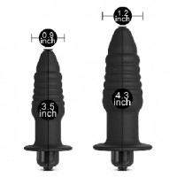 Butt Plug Vibrating 2 Pc Set Silicone Black